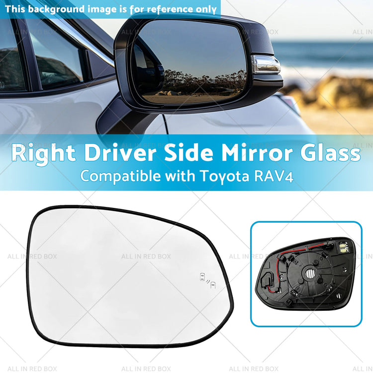 Right Driver Side Mirror Glass With Heater Suitable for Toyota RAV4 2016-2018