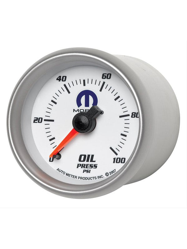 Auto Meter 2-1/16 Oil Pressure, 0-100 PSI, Mechanical, White, Mopar (880028)