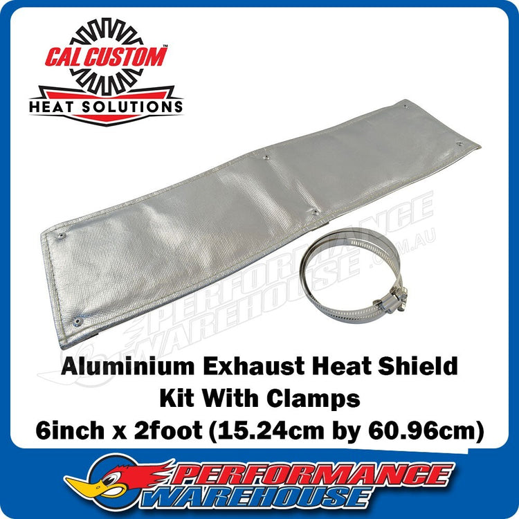Exhaust Heat Shield Kit W/Clamps, 6" X 2', Aluminium - CAL-H1601AL