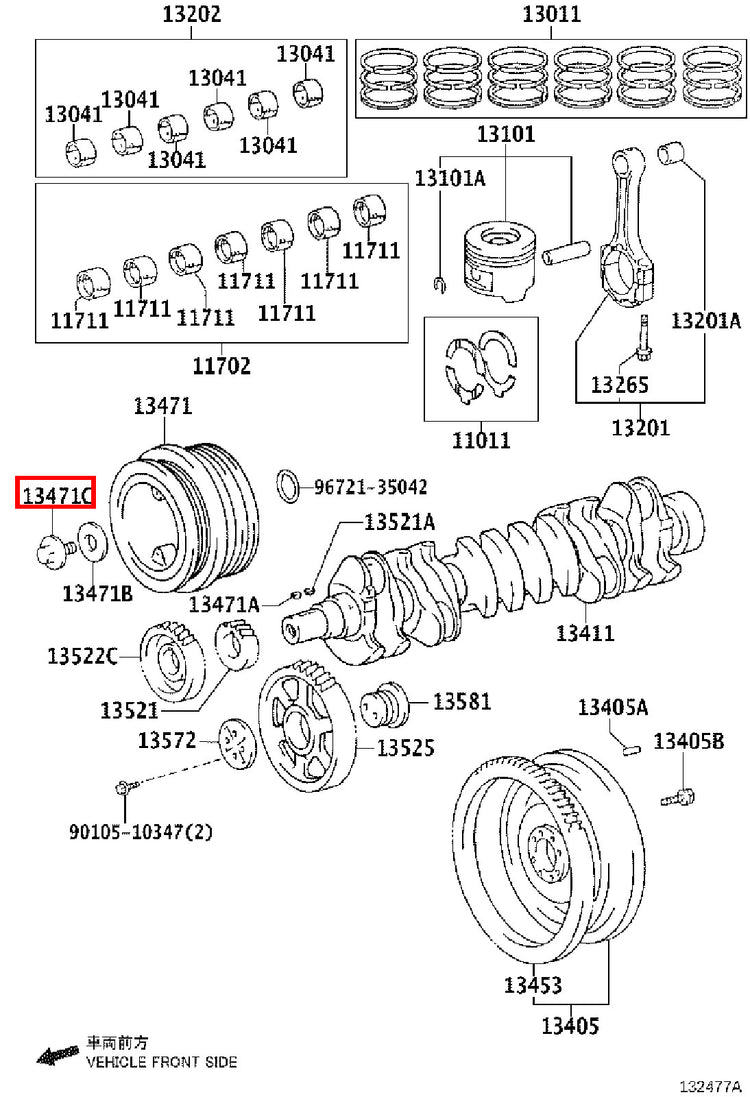 Genuine LandCruiser HDJ79 HDJ78 1HD Crankshaft Harmonic Balancer Pulley Bolt