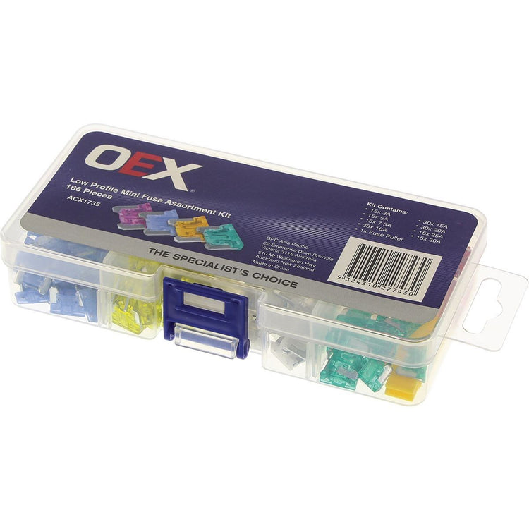 OEX ACX1735 Low Profile Mini Fuse Assortment Kit - 166pcs