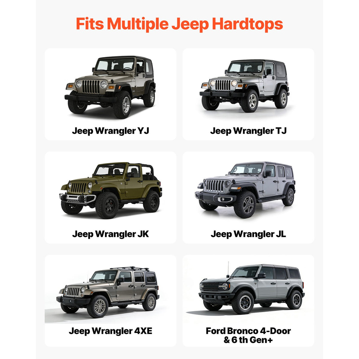 Uimoso Hardtop Hoist System for Jeep Wranglers YJ TJ JK