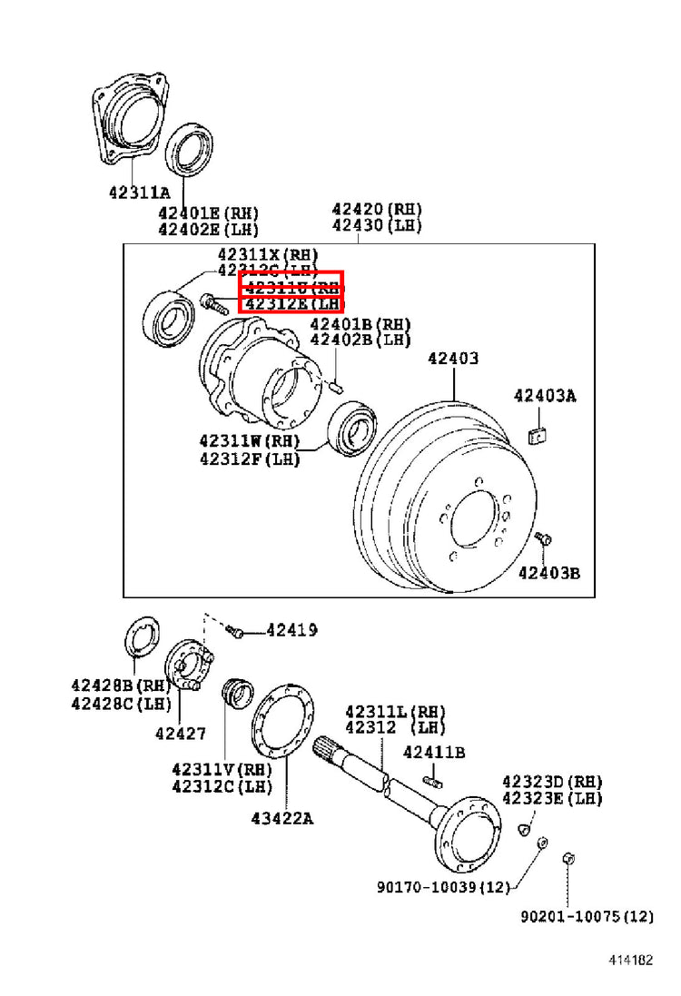 Genuine Sequoia USK65 USK60 UPK65 UPK60 UCK65 UCK60 Front Wheel Hub Stud Bolt