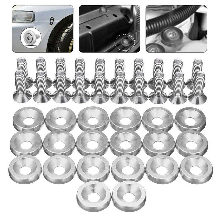 40pcs Washer Bolt Fender Bumper Silver Engine Bay Dress Up Set Aluminum M6x15mm.