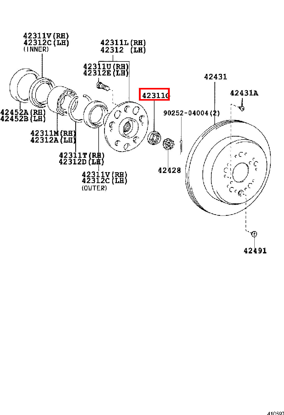 Genuine Hiace RCH29 RCH28 RCH23 RCH22 RCH19 RCH18 RCH13 Rear Axle Shaft Nut