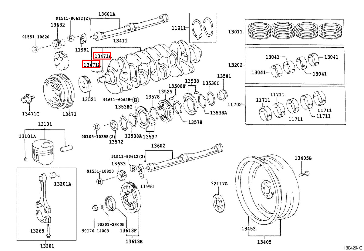 Genuine Hilux KZN205 KZN165 KZN130 Crankshaft Pulley Woodruff Key