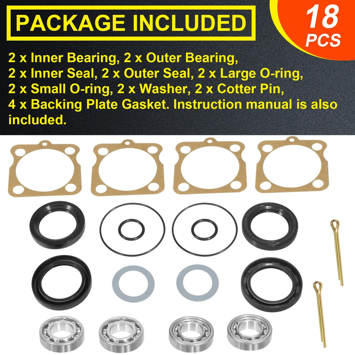 Rear IRS Wheel Bearing Kit w/Seals for Volkswagen VW Type 1 Bug/GHIA 1968-1979