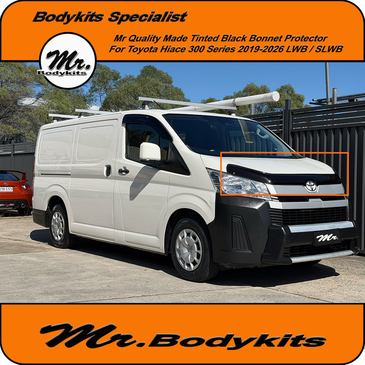Quality Tinted Black Bonnet Protetcor For Toyota Hiace 2019-2026, H300