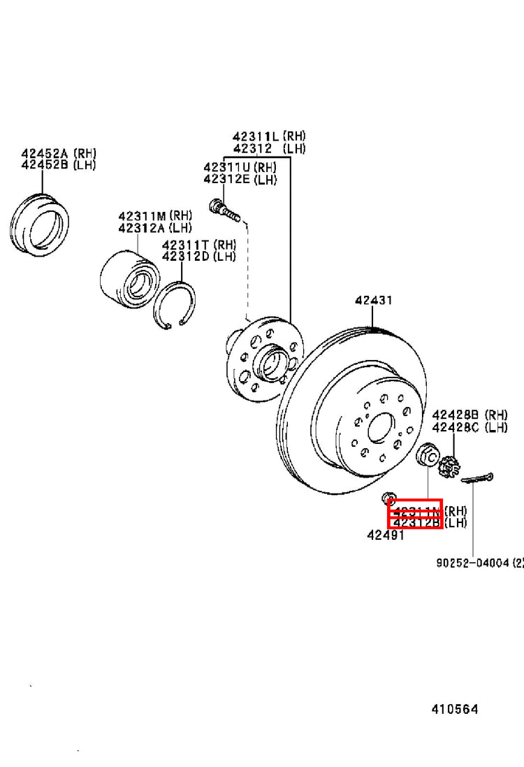Genuine Hiace RCH29 RCH28 RCH23 RCH22 RCH19 RCH18 RCH13 Rear Axle Shaft Nut