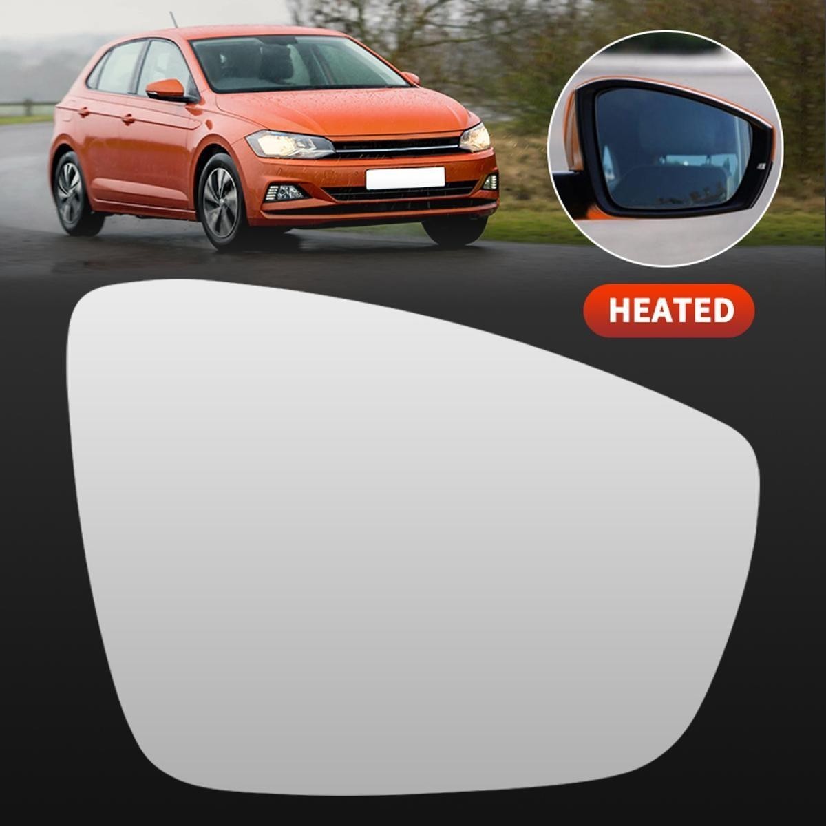 Wing Mirror Glass Driver Side For VW Polo Heated Convex Replacement