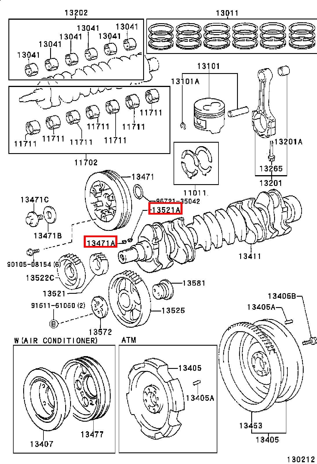 Genuine Hilux KZN205 KZN165 KZN130 Crankshaft Pulley Woodruff Key