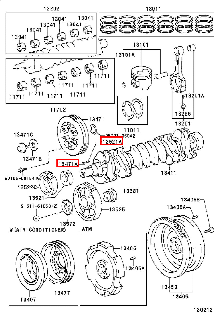 Genuine Hilux KZN205 KZN165 KZN130 Crankshaft Pulley Woodruff Key