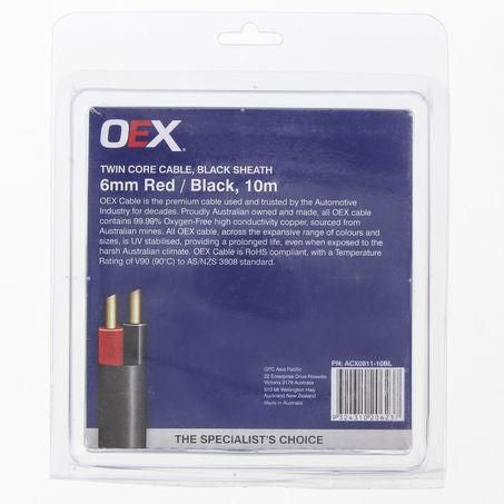 OEX ACX0811-10BL Twin Core Cable 6mm Sheathed 50A Red & Black 10m Roll