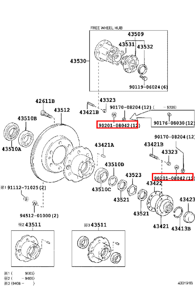 Genuine Regius Ace KZH138 T100 VCK21 VCK20 Front Axle Hub Stud Washer
