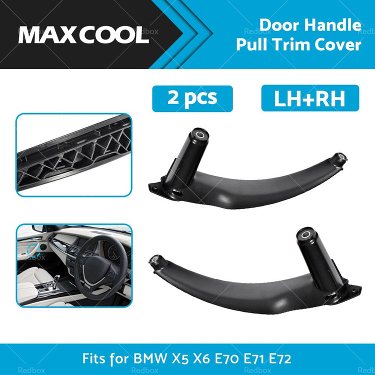 Pair LH+RH Door Handle Pull Trim Cover Black Suitable for BMW X5 E70 X6 E71 E72