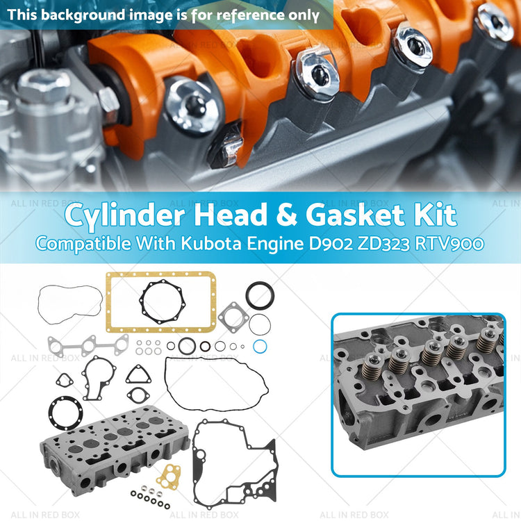 Complete Cylinder Head & Gasket Kit Suitable for Kubota Engine D902 ZD323 RTV900