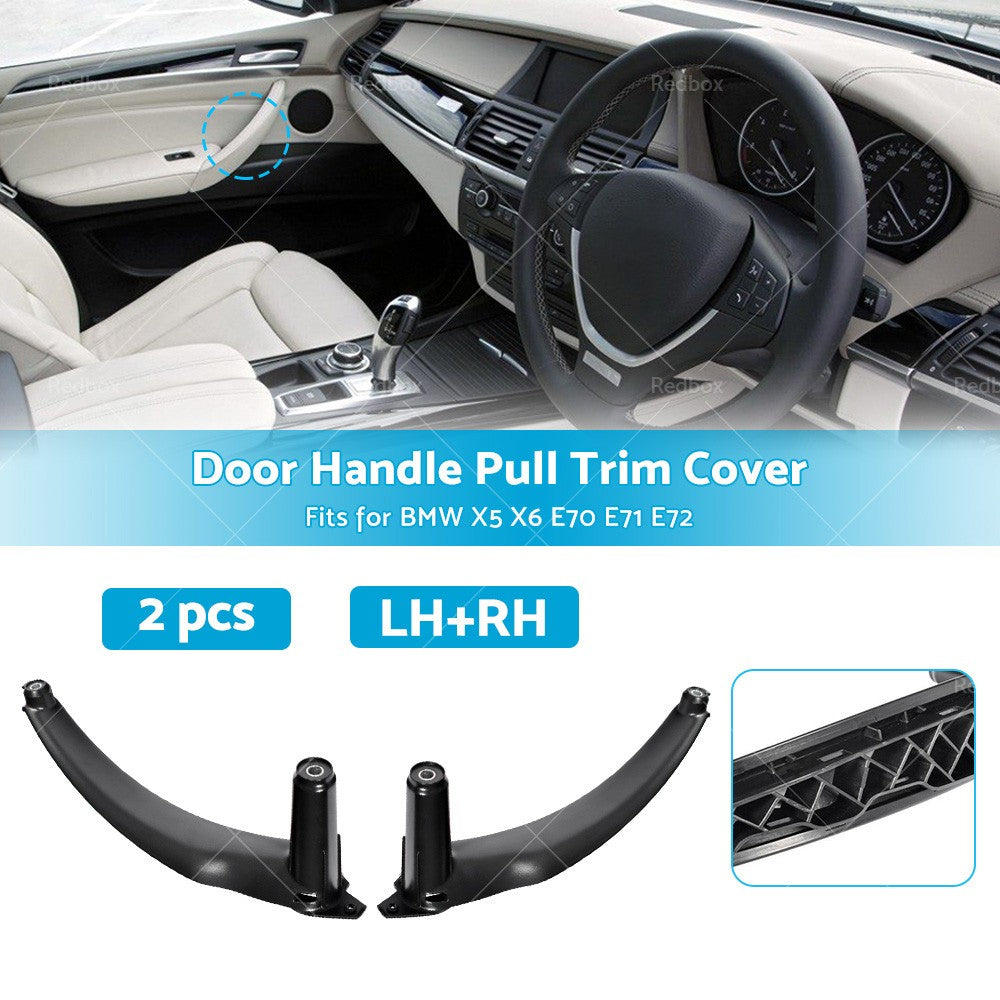 Front/Rear LH+RH Door Handle Pull Trim Cover Black For BMW X5 E70 X6 E71 E72