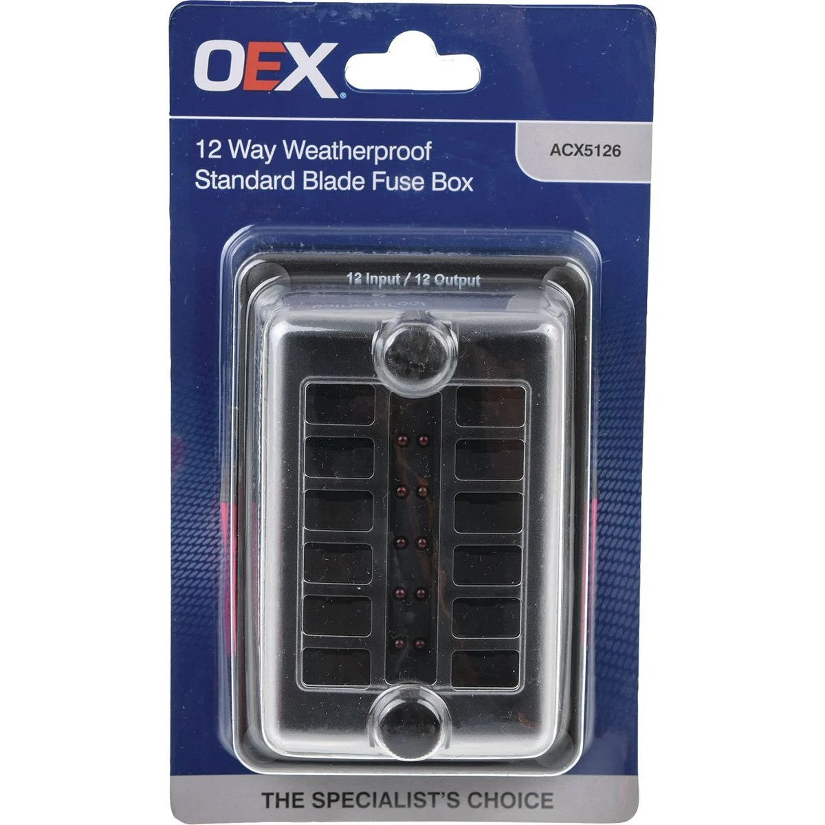 OEX 12 Way Weatherproof Standard Blade Fuse Box - ACX5126