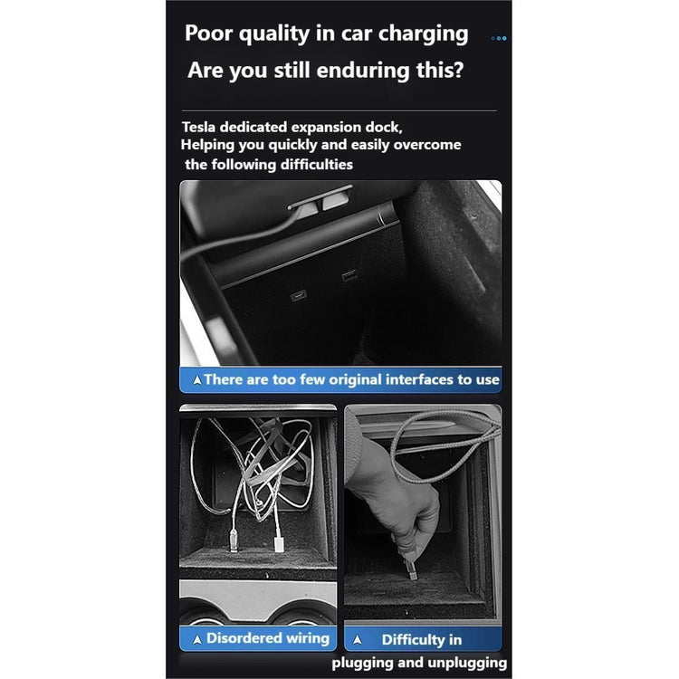 Center Console 27W Quick Charger USB Hub Docking Station For Tesla Model 3/Y AU