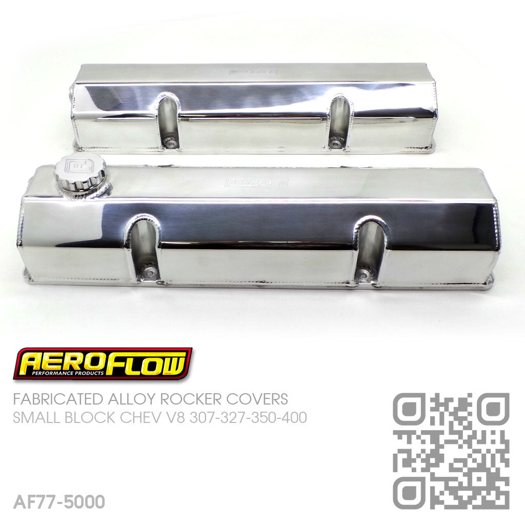 AEROFLOW FABRICATED ALLOY ROCKER COVERS [CHEVY SBC V8 307-327-350-400] POLISHED