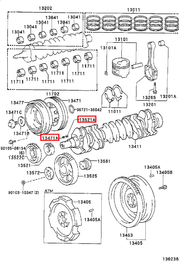 Genuine Hilux KZN205 KZN165 KZN130 Crankshaft Pulley Woodruff Key