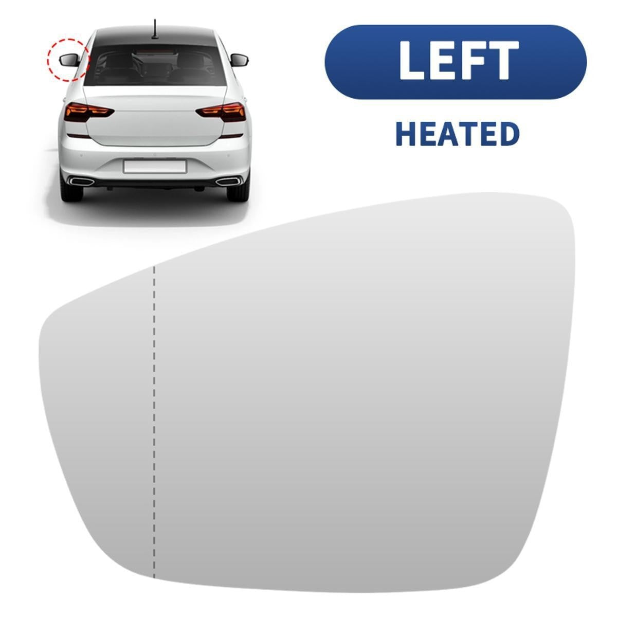 Left Passenger Side Mirror Glass For VW Polo Heated Convex Back Plate