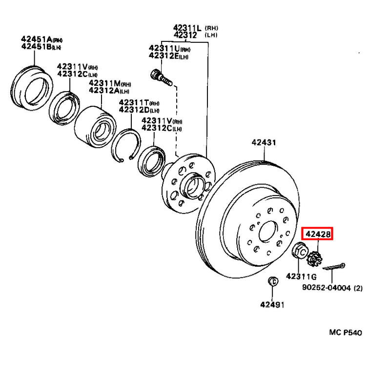 Genuine Grand HiAce VCH16 Hiace KLH28 KLH22 KLH18 KLH12 Rear Axle Lock Nut Plate