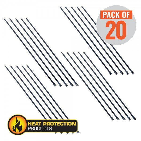 Thermal Stainless 304 Black Locking Ties 400mm (16 Inch) long for securing any i