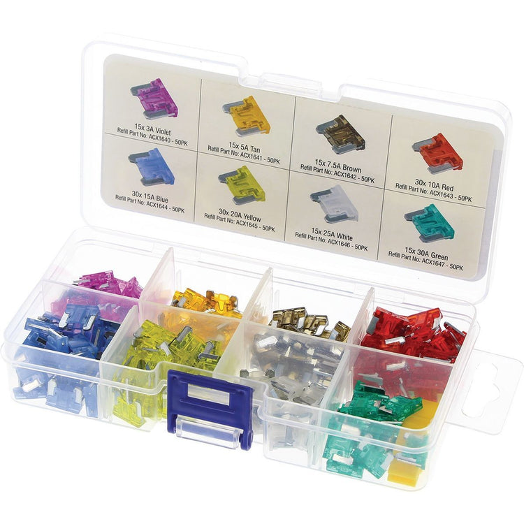 OEX ACX1735 Low Profile Mini Fuse Assortment Kit - 166pcs