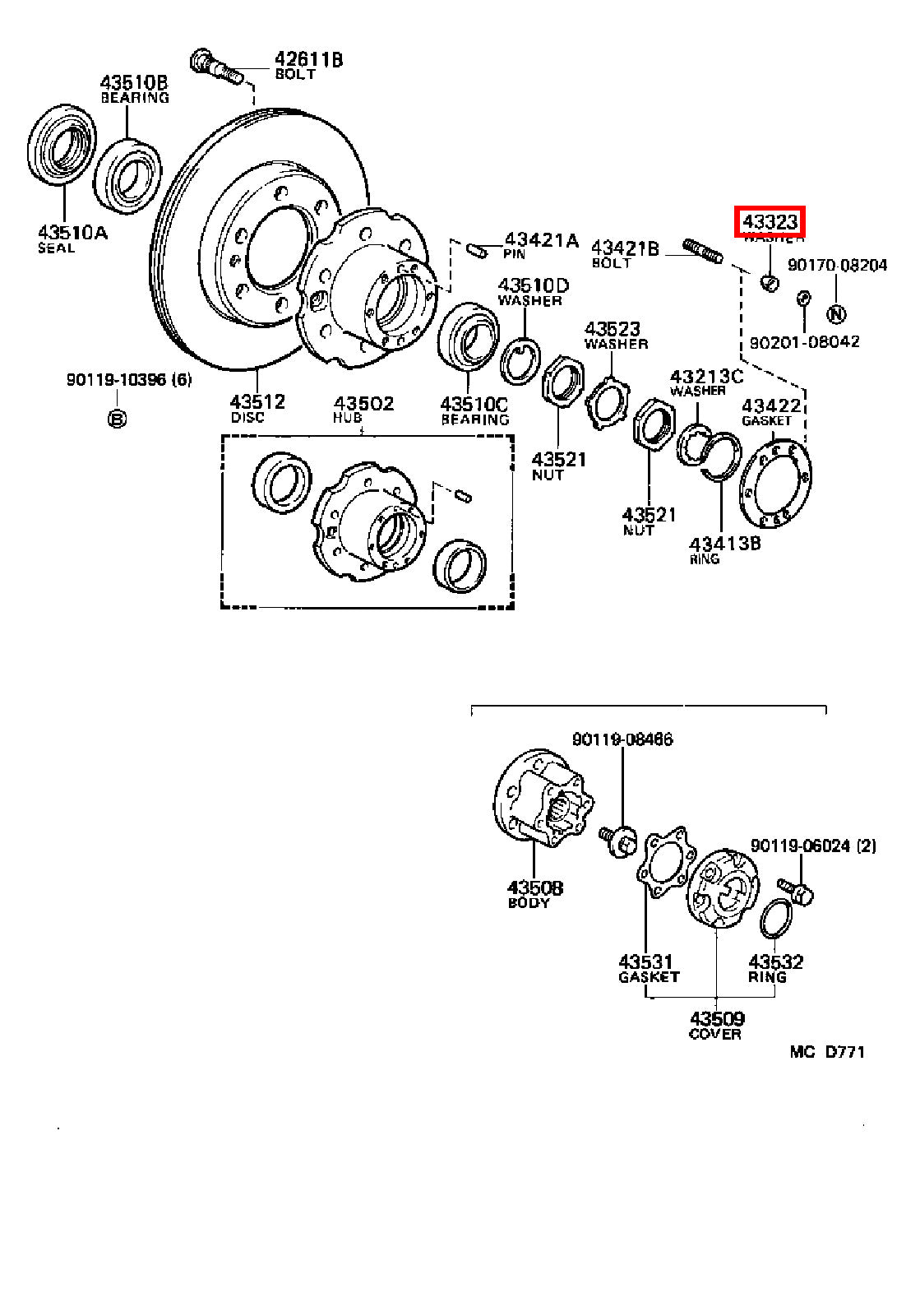 Genuine Hilux YN107 YN106 YN105 YN100 VZN172 Front Axle Hub Stud Cone Washer