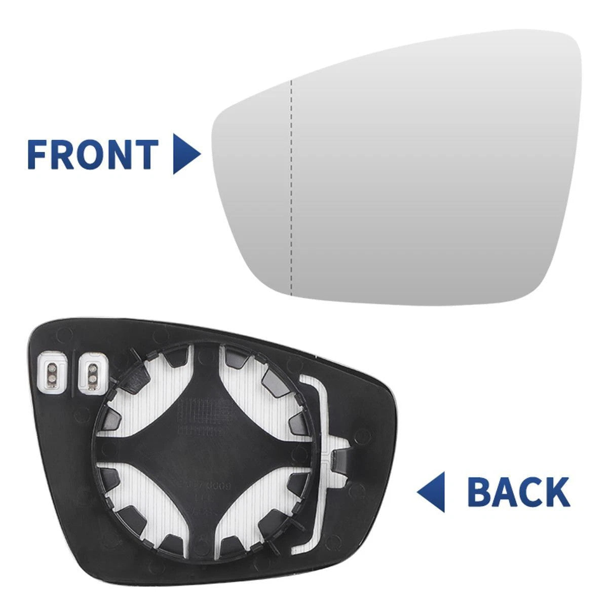 For VW POLO 2010-2017 Left Passenger Side Mirror Glass Heated Convex Base Plate