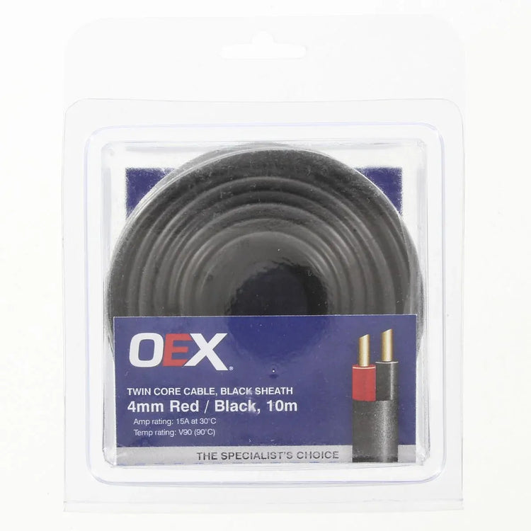 OEX ACX0808-10BL 4mm Twin Core Sheathed Cable 15 Amp Red Black 10m Roll