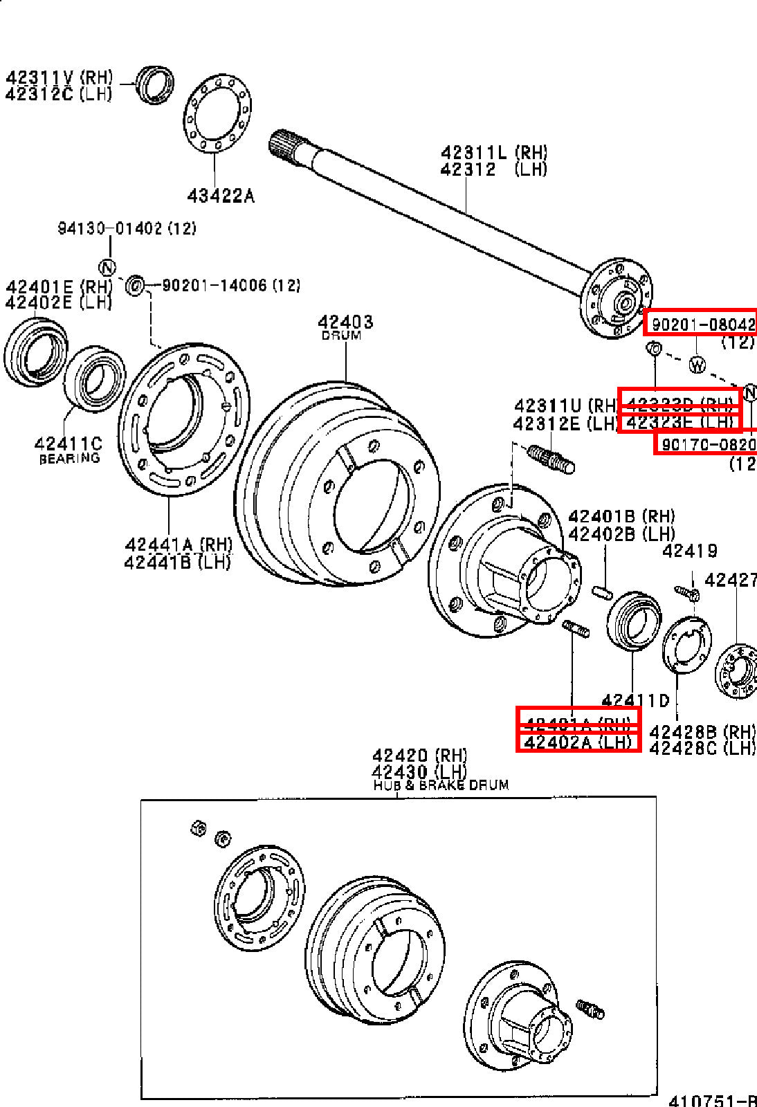 Genuine Dyna ToyoAce KDY270 KDY231 KDY230 Axle Hub Stud Washer Nut 8mm Kit