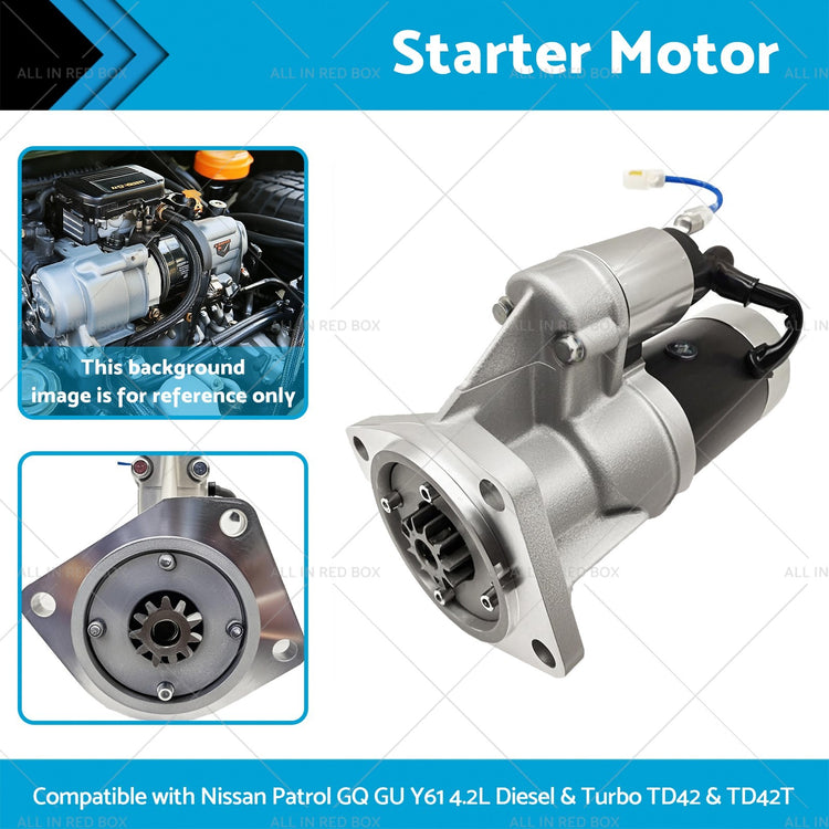 Starter Motor Suitable For Nissan Patrol GQ 4.2L Diesel TD42 Clockwise Rotation