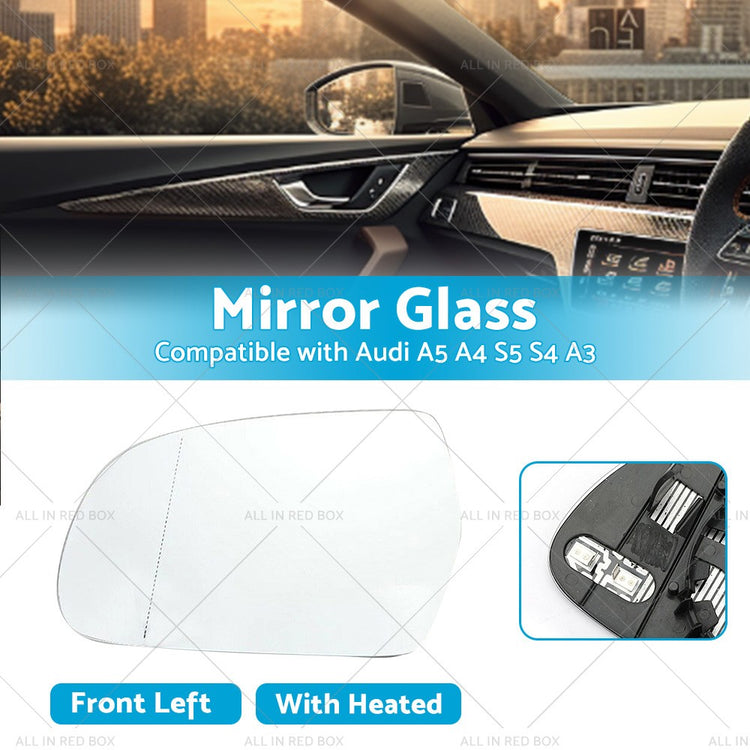 Left Side Mirror Glass with Heated Back Base for Audi A3 A4 S4 A5 S5