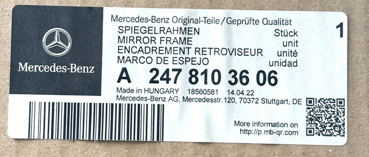 OEM Mercedes-Benz EQA C243 GLB C247 Right Side View Mirror Housing A2478103606