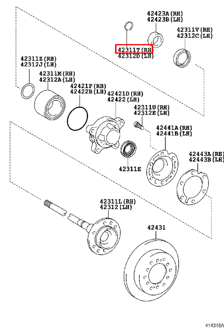 Genuine Fortuner KUN51 KUN50 KUN156 GUN166 GUN165 LH Rear Axle Shaft Snap Ring