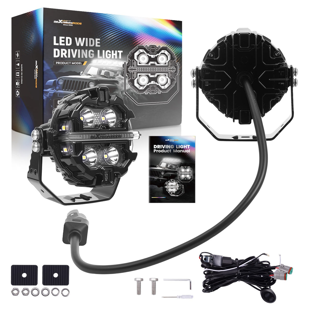 270° LED Driving Light Bar 3.5inch 19200LM Spot Flood Combo RGB DRL White Amber