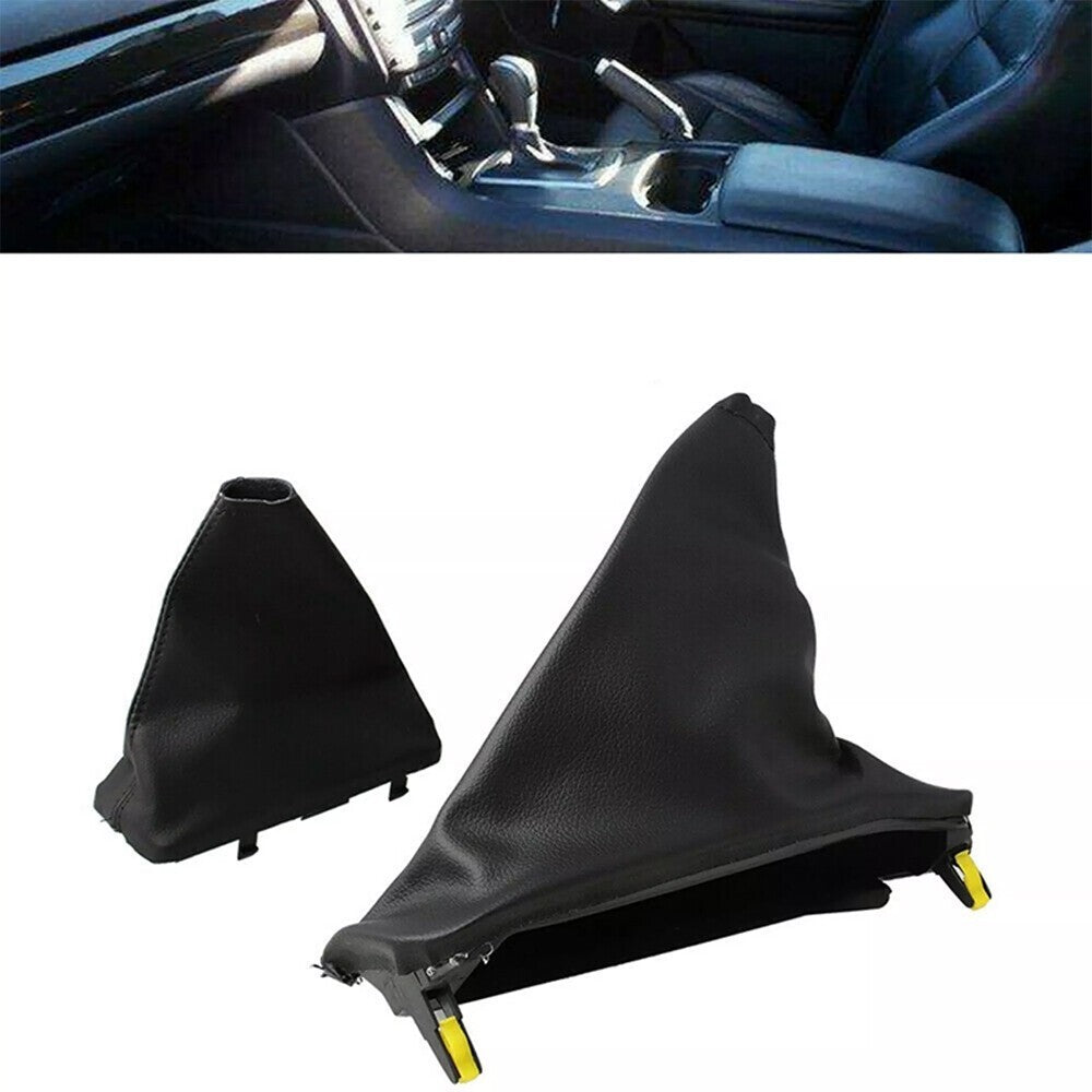 Black Leather T-Bar Handbrake Boot Cover Set Suitable for Ford Falcon 2008–2018