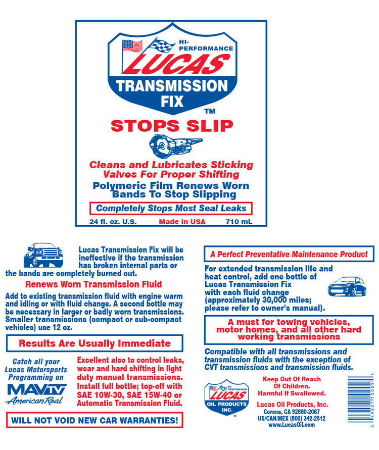 Lucas oil, 10009, transmission fix, stop slip treatment, stop leak, 710ml