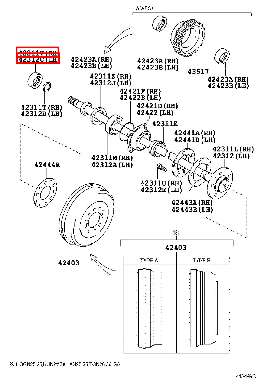 Genuine Hilux TGN110 TGN10 KUN36 KUN35 KUN26 Rear Axle Shaft Inner Oil Seal