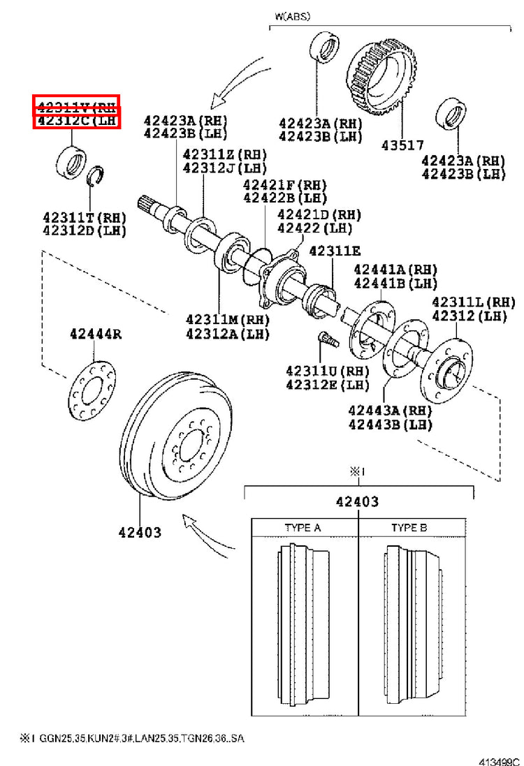 Genuine Hilux TGN110 TGN10 KUN36 KUN35 KUN26 Rear Axle Shaft Inner Oil Seal