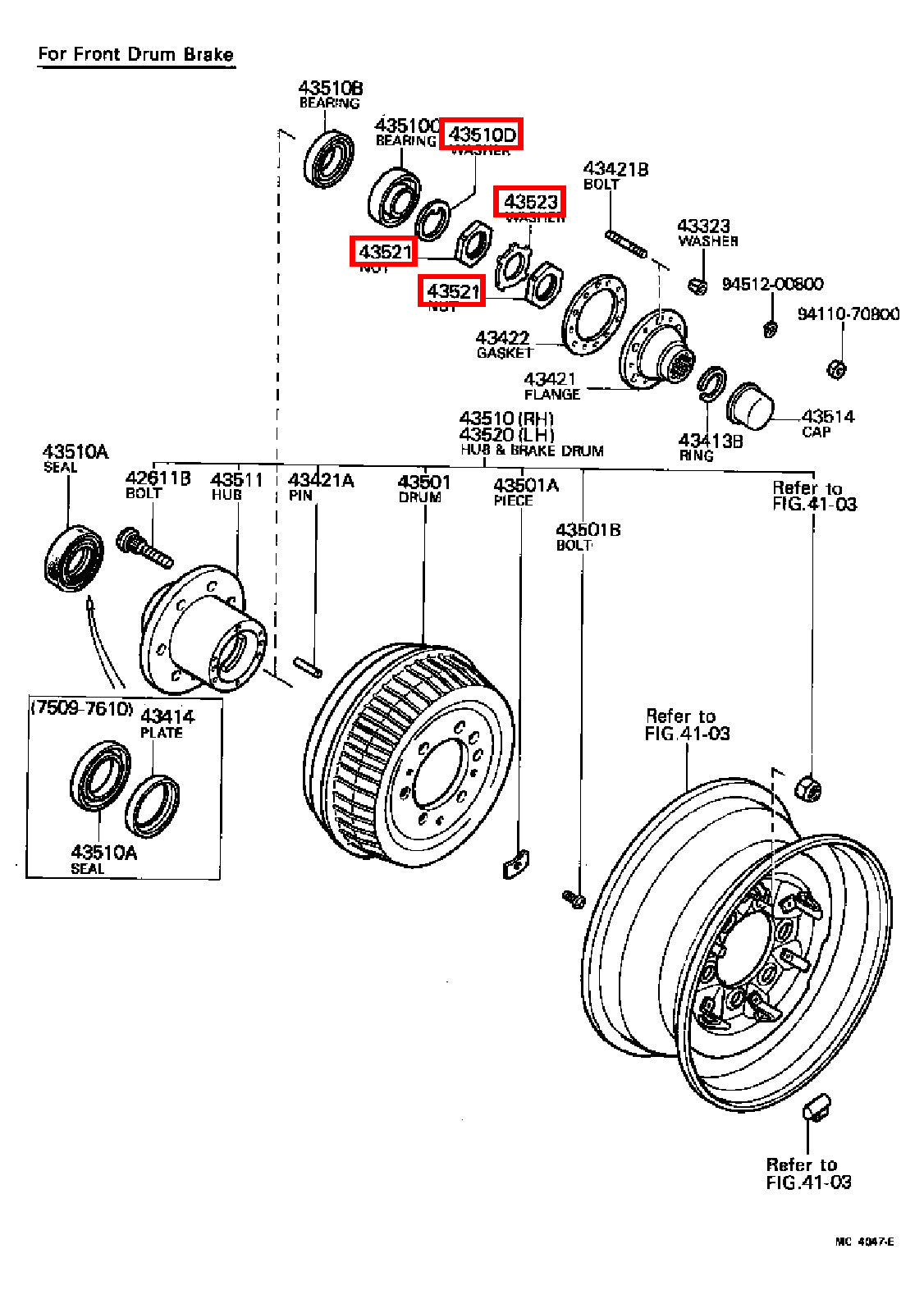Genuine Hilux YN110 YN107 YN106 YN105 YN100 Front Axle Spindle Nut RH + LH Kit