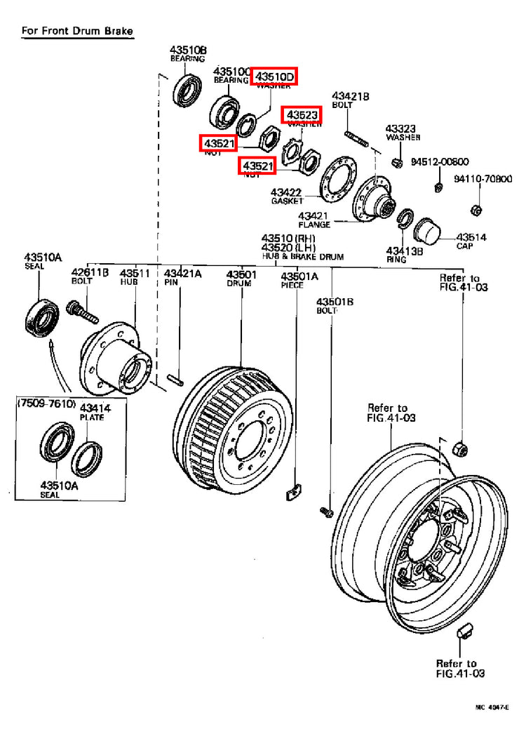 Genuine Hilux YN110 YN107 YN106 YN105 YN100 Front Axle Spindle Nut RH + LH Kit