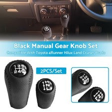 Black Leather Manual Gear Knob Set Suitable for Toyota Camry Corolla 06-13