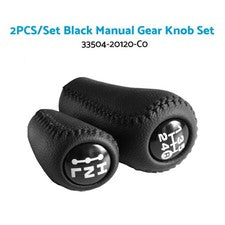 Black Leather Manual Gear Knob Set Suitable for Toyota Camry Corolla 06-13