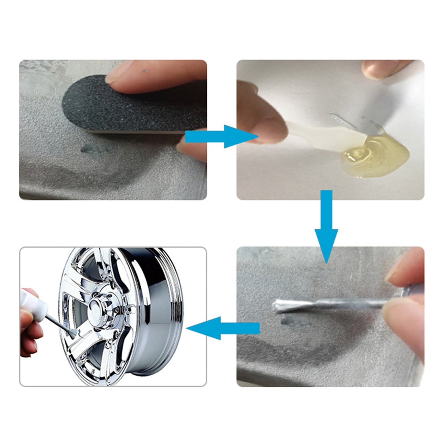 Silver Alloy Wheel Rim Scratch Repair Kit Tool Set Suitable For Car Kerb Damage - Frazy's Auto Parts