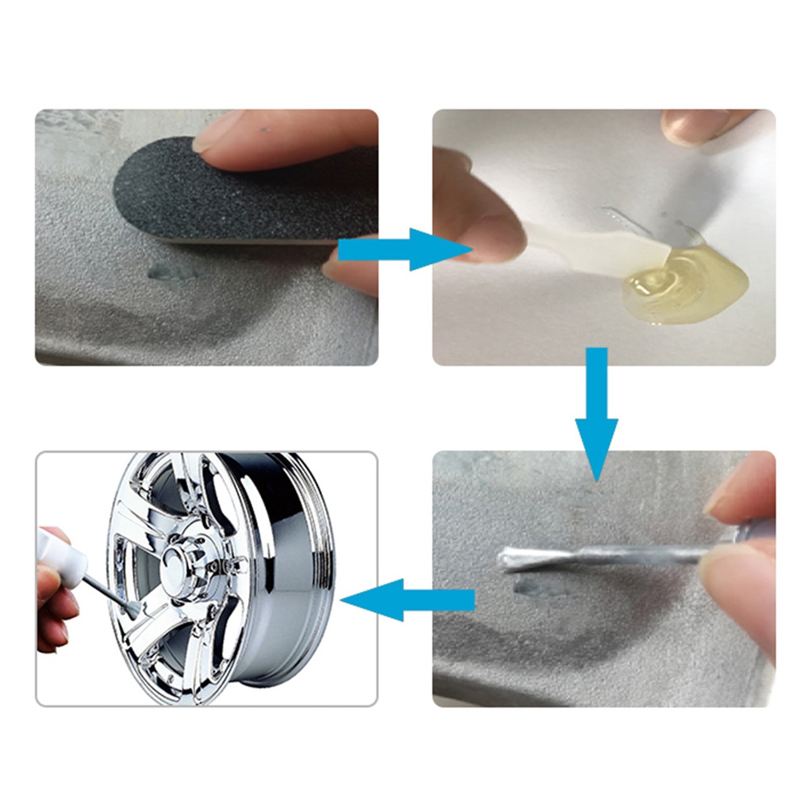 Silver Alloy Wheel Rim Scratch Repair Kit Tool Set Suitable For Car Kerb Damage - Frazy's Auto Parts