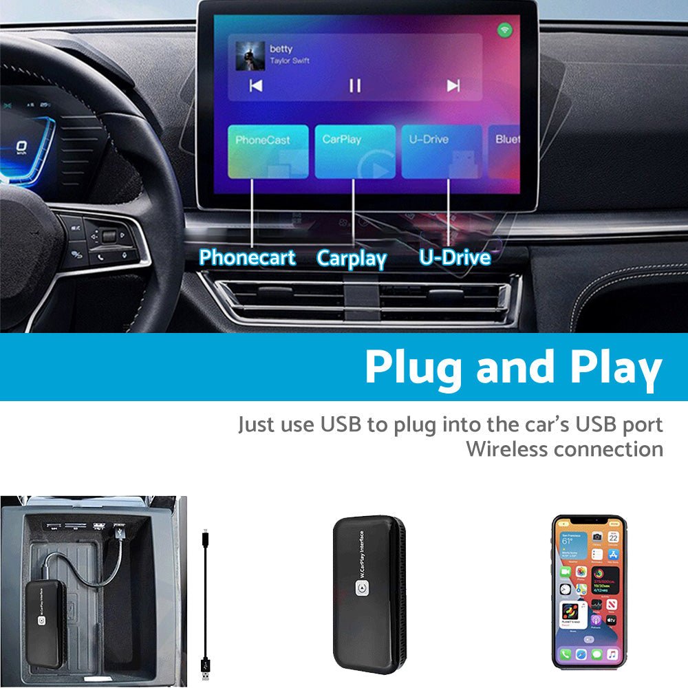 Smart 5G Wifi Carplay Dongle Wired to Wireless Car play USB Adapter Mirror link - Frazy's Auto Parts