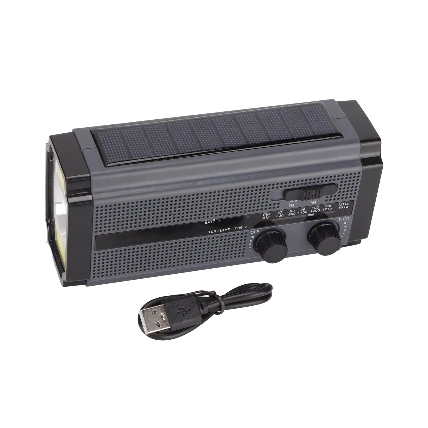 Solar Hand Crank Radio Emergency Weather 5000mAh Power Bank Flash Light Black - Frazy's Auto Parts